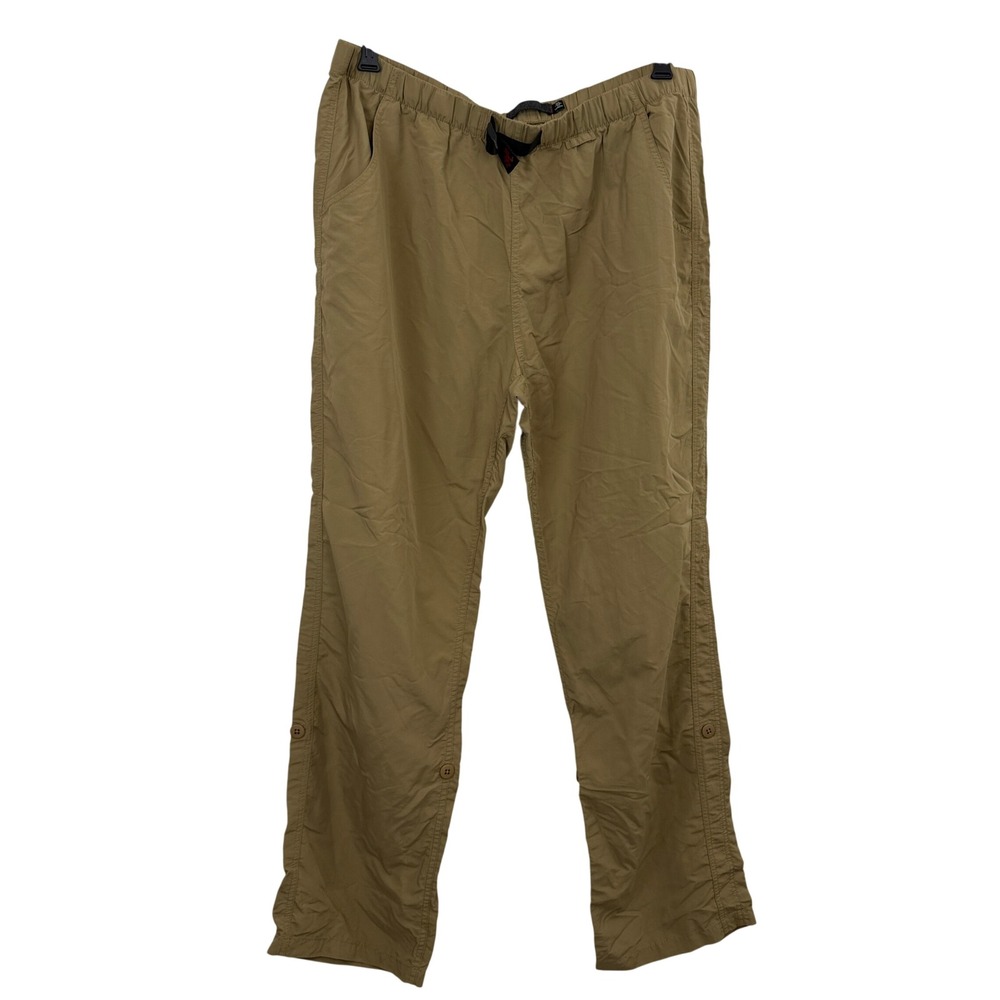 Gramicci Pants Mens XL Tan Khaki G-Pants Hiking Outdoor Roll Up Leg Nylon Trail